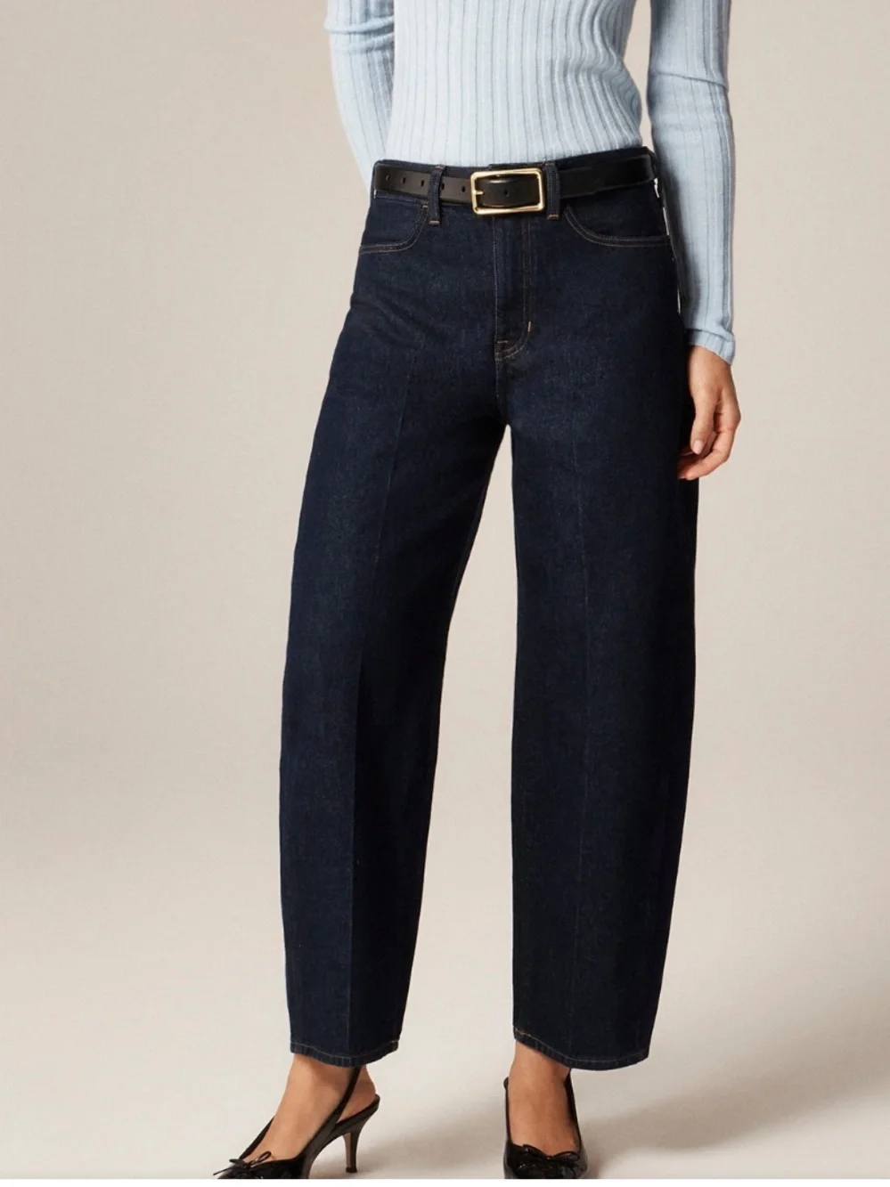 J Crew Barrel-Leg Jeans in Dark Rinse Wash